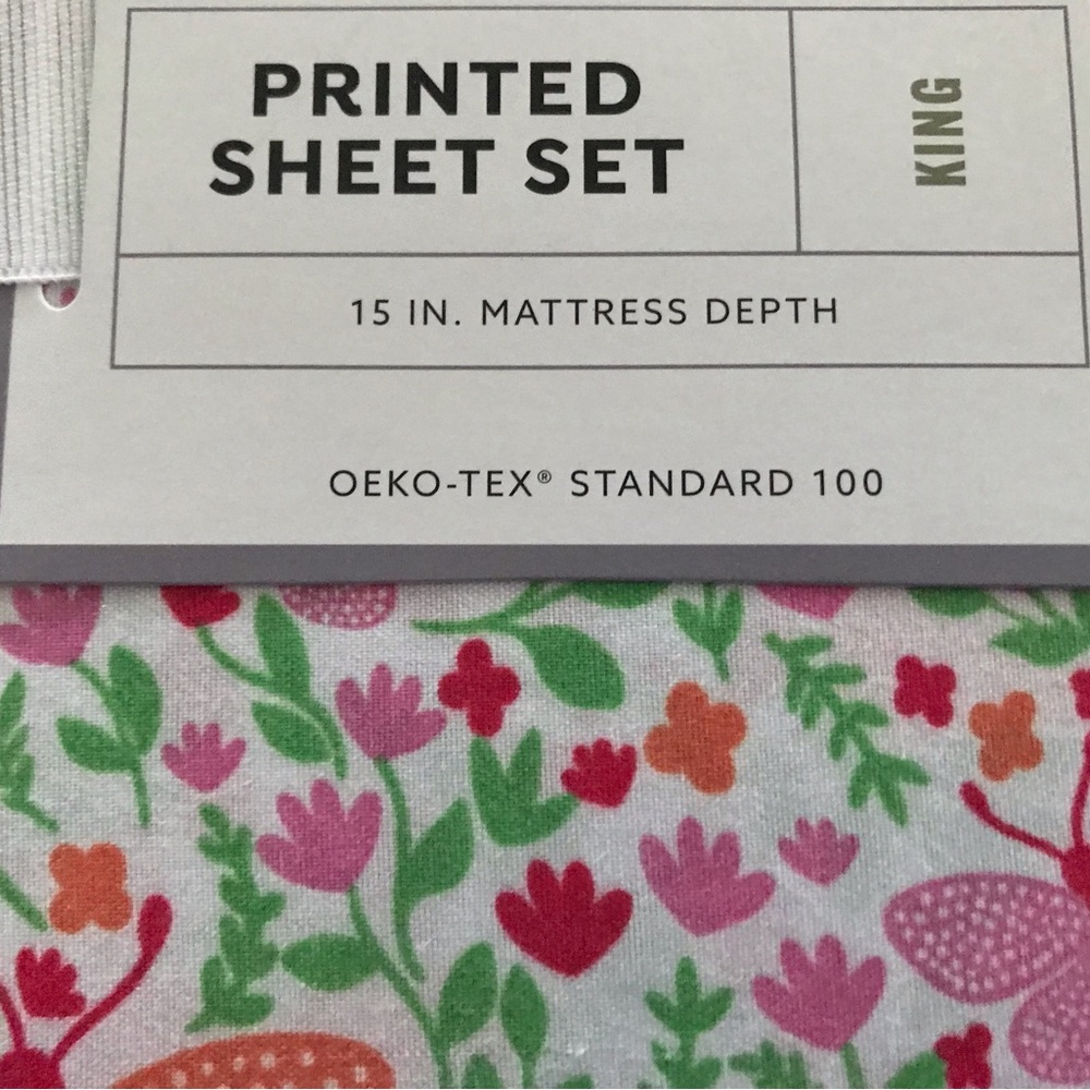 Havenstay Butterfly Floral King Sheet Set - Pink & Orange - Picture 3 of 3